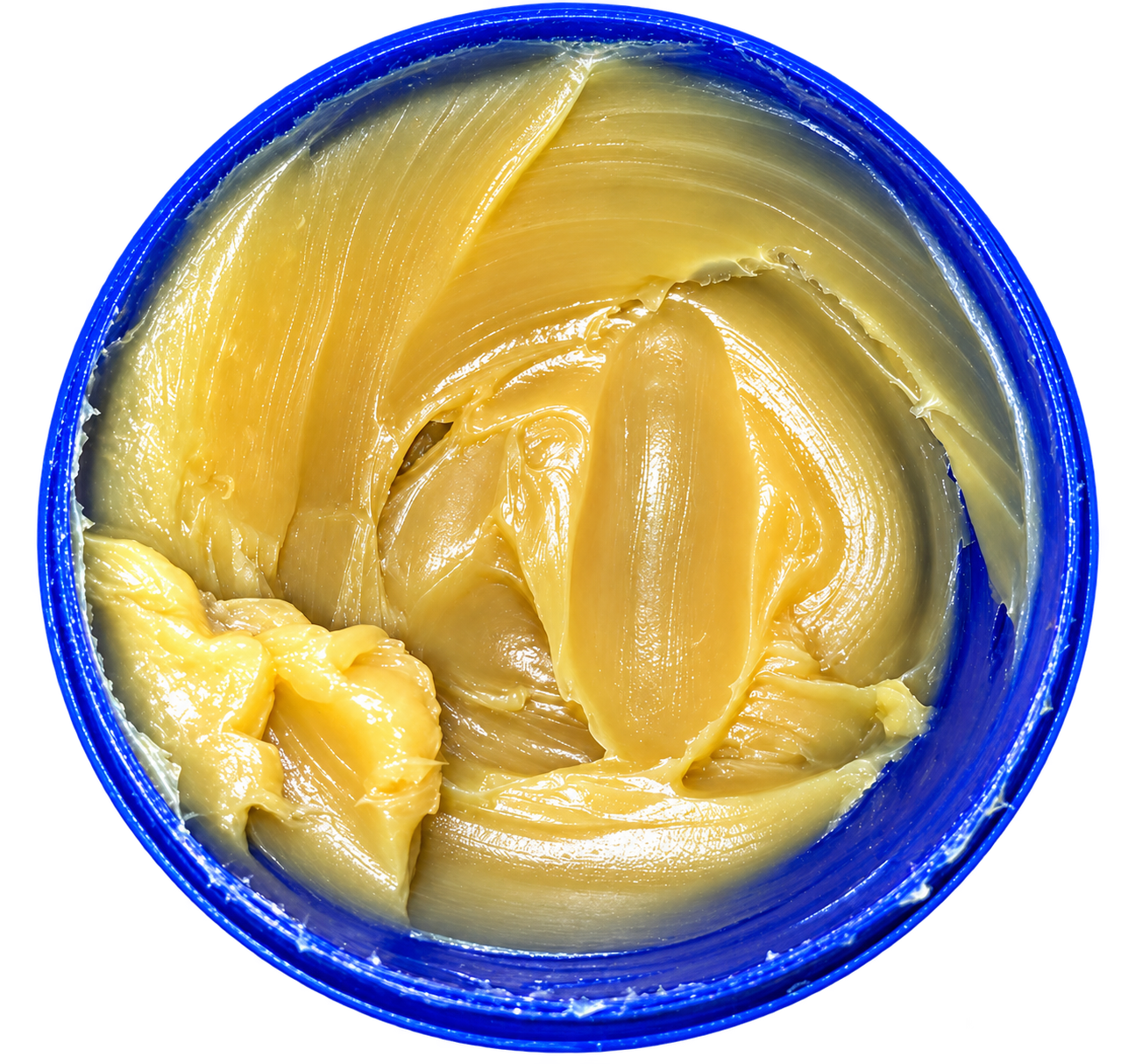 GEL GREASE — pale yellow gel grease lubricant in a blue tub