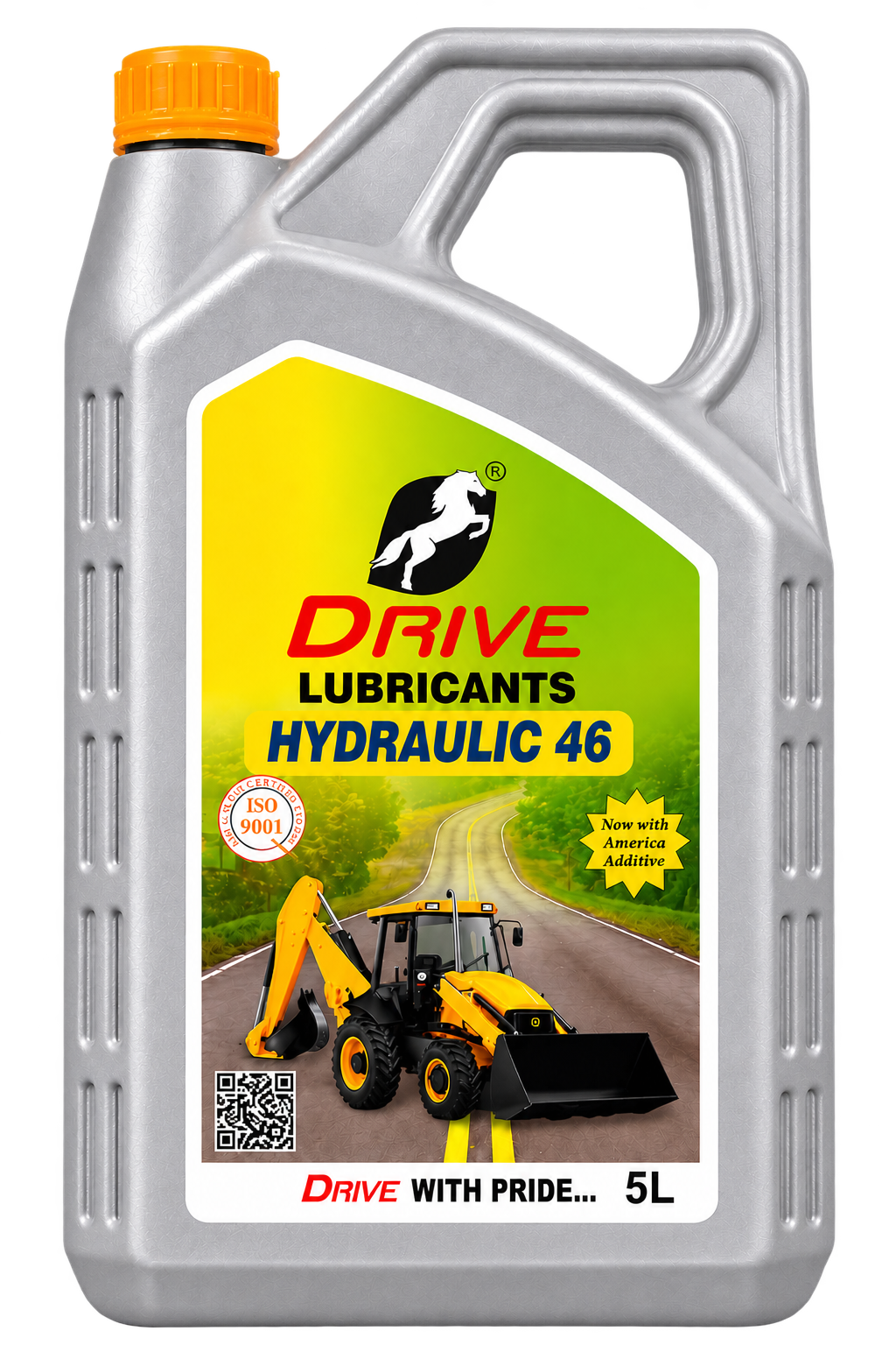 Goldtap HYDRAULIC 46 hydraulic oil container with construction equipment on the label