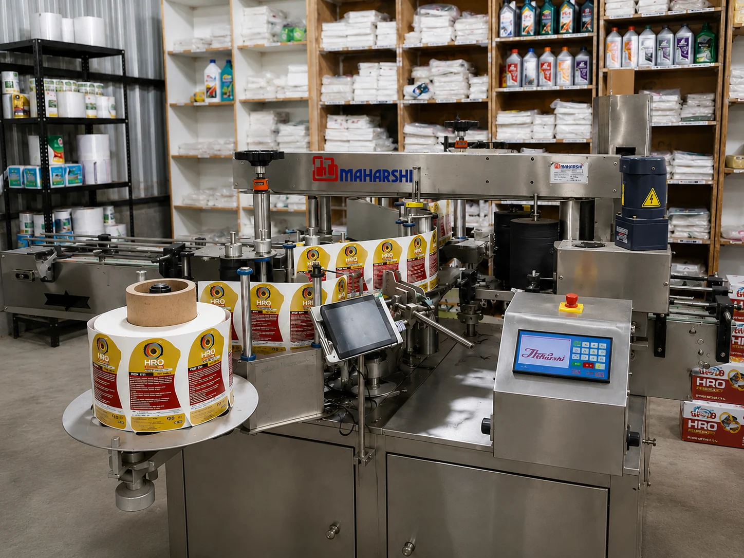 Goldtap labelling equipment for finished lubricant packs